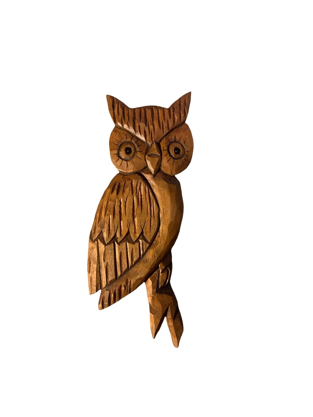 Vintage Handcrafted Wooden Sculpture Statue Art Home Decor Owl Figurine 7.5”